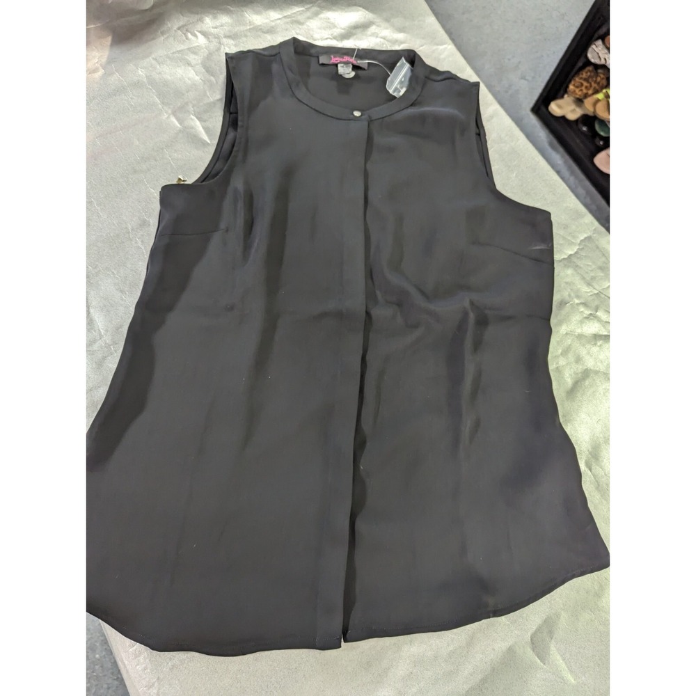 Lorena Rose‎ womens S black button front no sleeves blouse top shirt NEW